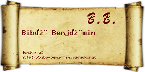 Bibó Benjámin névjegykártya